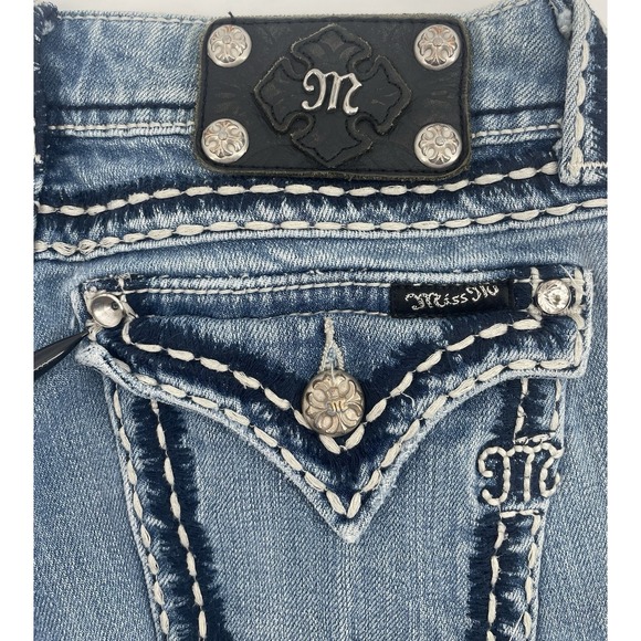 MISS ME JP5014-11 Boot Cut Womens Distressed Jeans 27 Flap Pockets Cowgirl - Picture 8 of 12